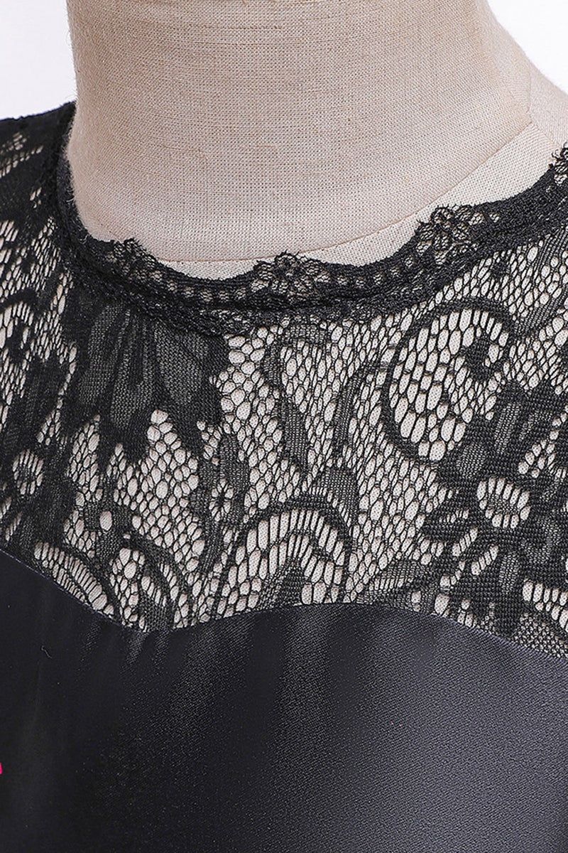 Charger l&#39;image dans la galerie, Noir manches courtes Dentelle imprimée Halloween Robe fille avec nœud