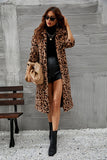 Brown Leopard imprimé fausse fourrure Long Manteau de femme