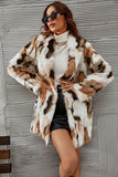 Yellow Leopard imprimé fausse fourrure Midi Femmes Manteau