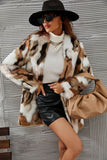 Yellow Leopard imprimé fausse fourrure Midi Femmes Manteau
