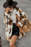 Yellow Leopard imprimé fausse fourrure Midi Femmes Manteau