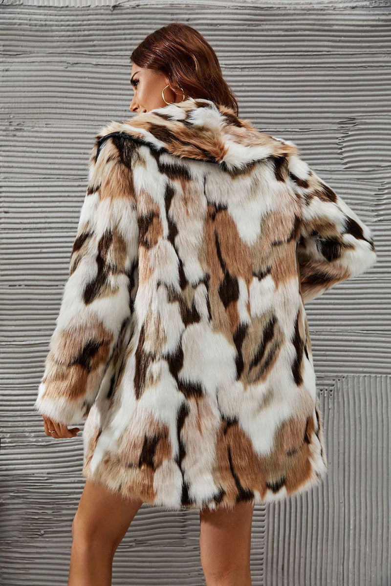 Charger l&#39;image dans la galerie, Yellow Leopard imprimé fausse fourrure Midi Femmes Manteau
