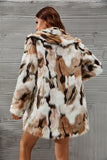 Yellow Leopard imprimé fausse fourrure Midi Femmes Manteau