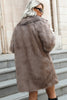 Charger l&#39;image dans la galerie, Khaki Midi Revers Col Femmes Manteau de Fausse Fourrure