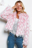 Patchwork rose Femmes recadrées Manteau en fausse fourrure