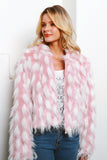 Patchwork rose Femmes recadrées Manteau en fausse fourrure