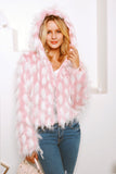 Patchwork rose Femmes recadrées Manteau en fausse fourrure