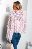 Patchwork rose Femmes recadrées Manteau en fausse fourrure