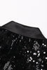 Charger l&#39;image dans la galerie, Revers noir scintillant Paillettes Femmes Blazer avec plumes