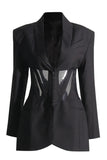 Corset noir Châle Revers Femmes Blazer