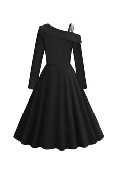 Style rétro une épaule noir à carreaux robe des années 50