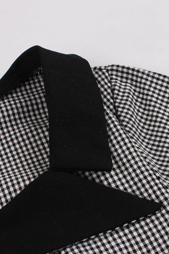 Robe à carreaux Black Swing des années 50 avec boutons
