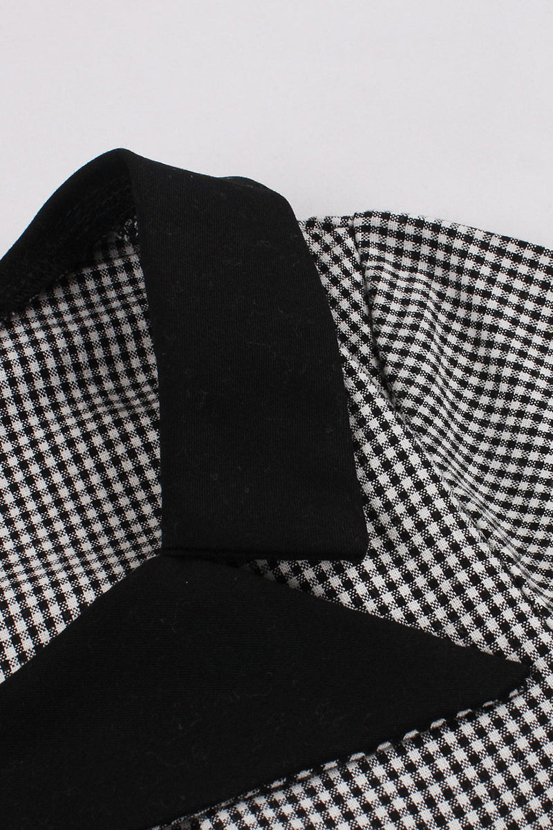 Charger l&#39;image dans la galerie, Robe à carreaux Black Swing des années 50 avec boutons