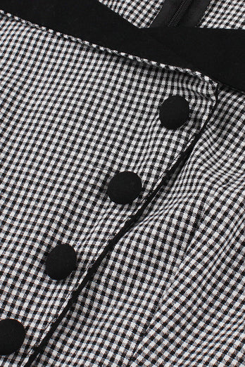 Robe à carreaux Black Swing des années 50 avec boutons