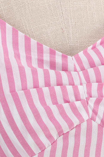 Robe à rayures roses Halter Swing des années 50