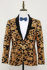 Charger l&#39;image dans la galerie, Blazer Slim Fit Solid One Button Veste de costume dorée Business pour homme