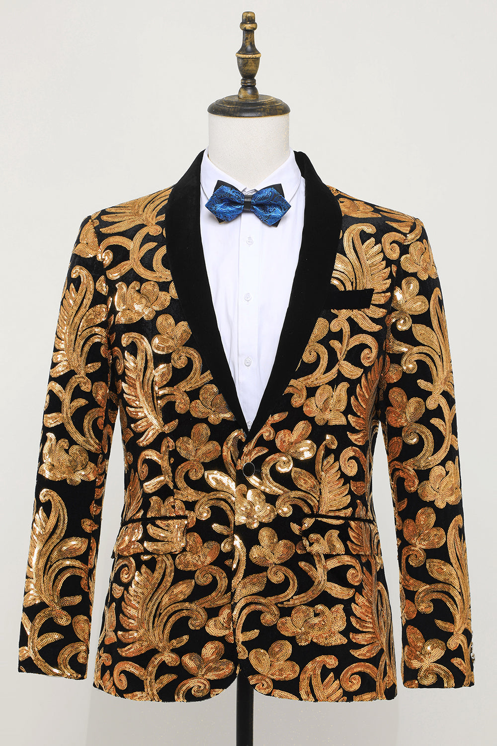 Blazer Slim Fit Solid One Button Veste de costume dorée Business pour homme