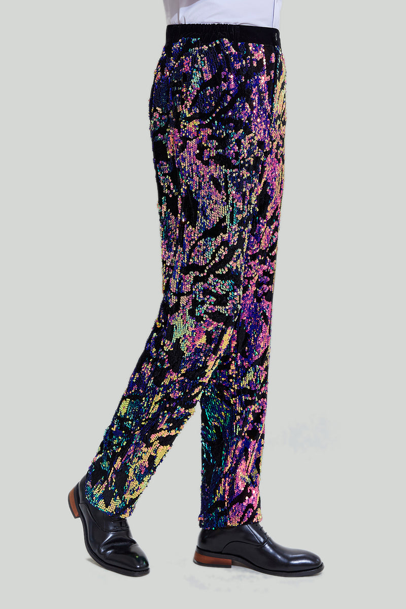 Charger l&#39;image dans la galerie, Paillettes violettes Homme Deux-Pièces Costume Châle Lapel Smoking à un bouton