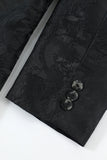 Noir Jacquard Satin Notched Lapel Blazer Homme