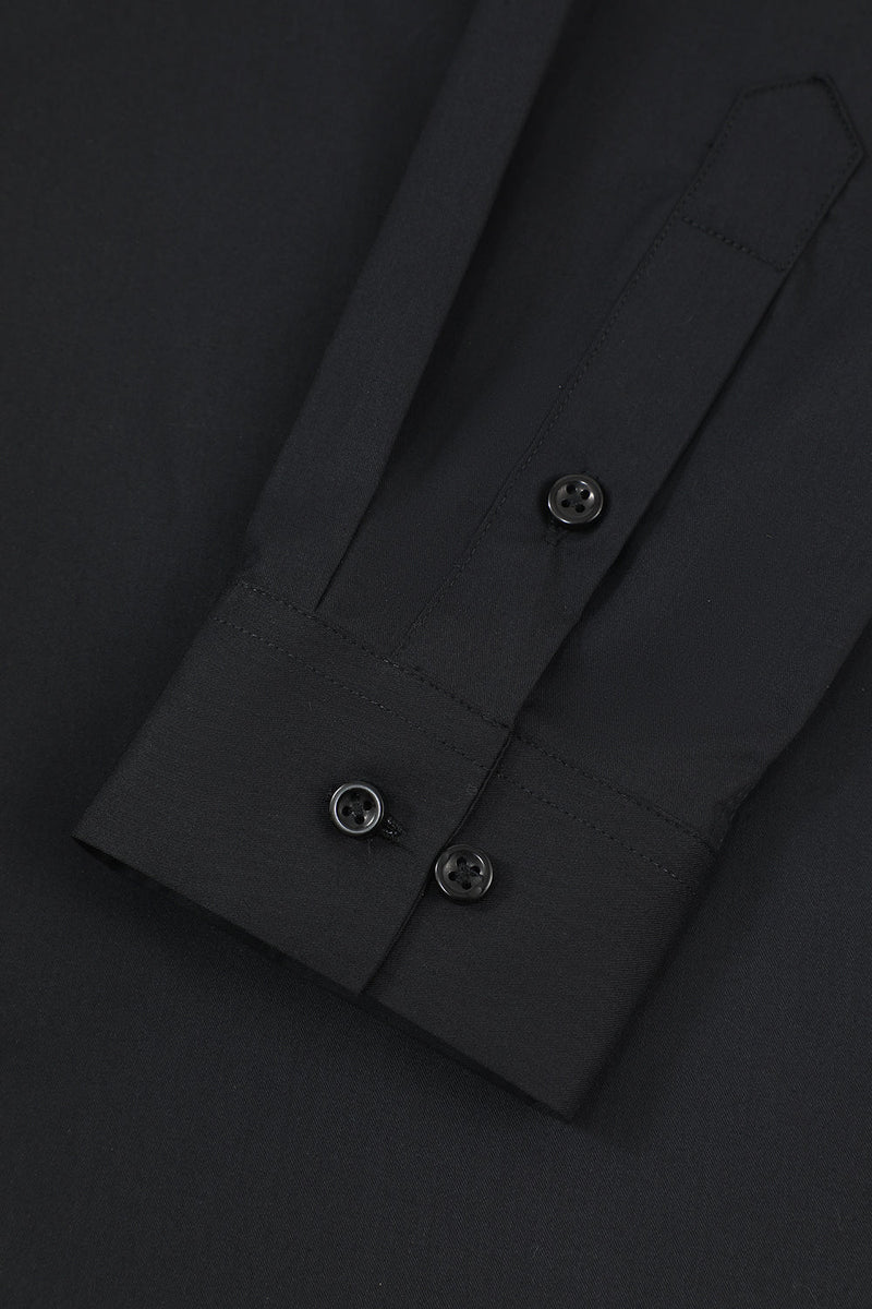 Charger l&#39;image dans la galerie, Chemise de costume à manches longues noires solides pour hommes