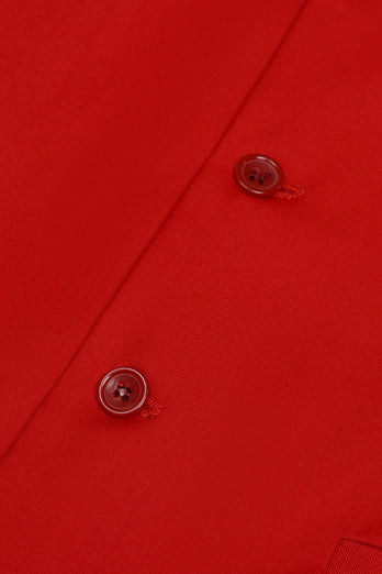 Gilet de costume pour homme à revers châle à poitrine unique rouge