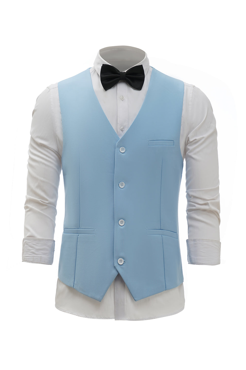 Bleu clair Single Breasted Shawl Lapel Veste de costume pour hommes