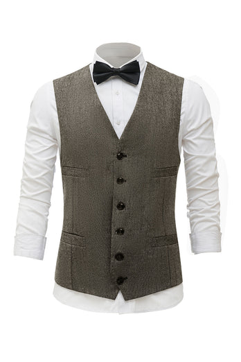 Coffee Single Breasted Shawl Lapel Gilet costume pour hommes