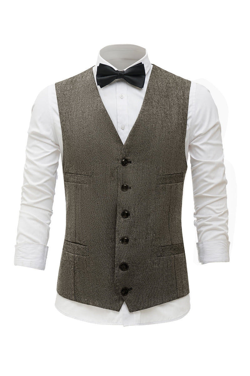 Charger l&#39;image dans la galerie, Coffee Single Breasted Shawl Lapel Gilet costume pour hommes