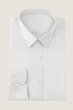 Blanc Solid Manches Longues Chemise Costume Homme