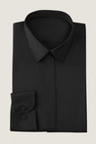 Chemise de costume noir solide pour homme