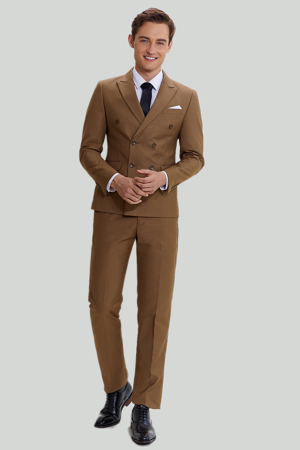 Khaki Homme 2 Pièces Slim Fit Smoking et Costume