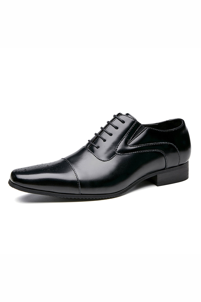 Charger l&#39;image dans la galerie, Chaussures formelles en cuir à lacets noirs pour hommes