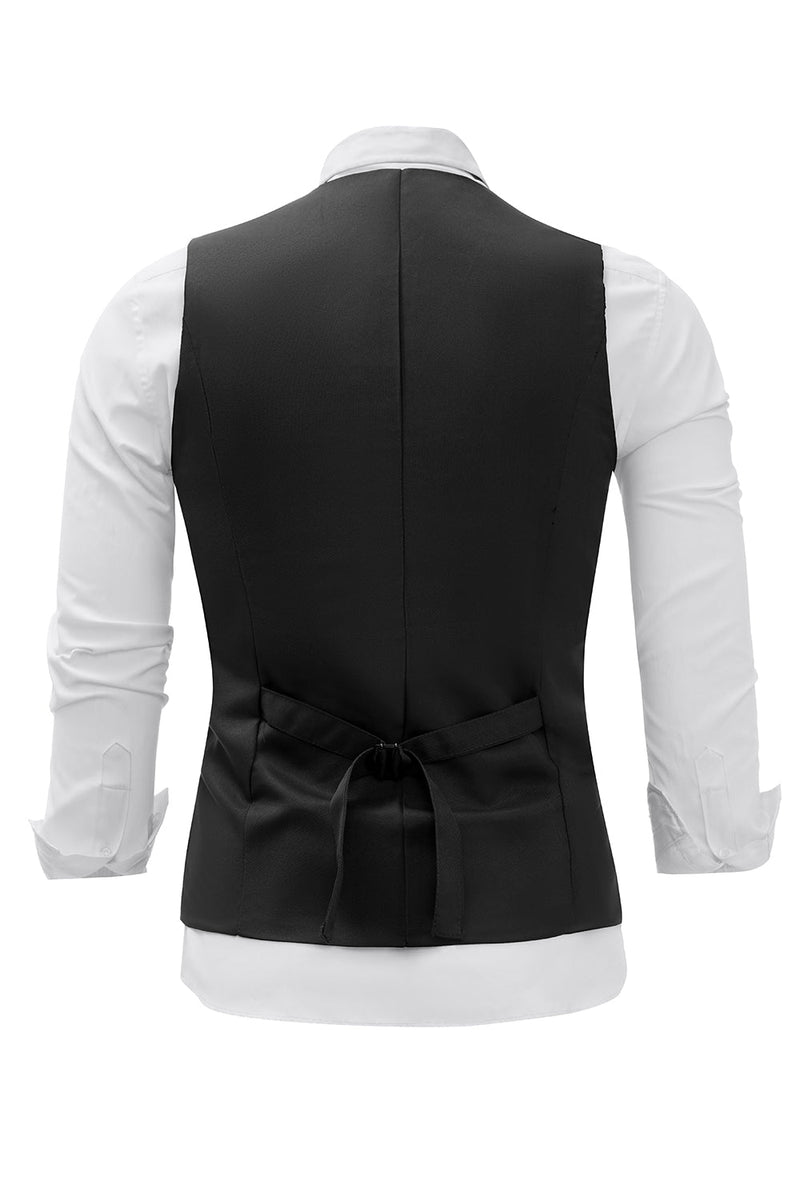 Charger l&#39;image dans la galerie, Gilet noir à poitrine unique pour hommes avec ensemble d’accessoires de chemise