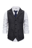 Brown Tweed Single Breasted Notched Lapel Veste de costume pour hommes