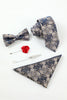 Charger l&#39;image dans la galerie, Navy Homme Jacquard 5 pièces Accessoire Set Cravate et Nœud Papillon Poche Carré Fleur Revers Pin Tie Clip