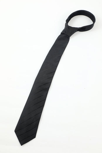 Black Stripe Homme 5-Piece Accessory Set Cravate et Nœud Papillon Poche Carré Fleur Revers Pin Tie Clip