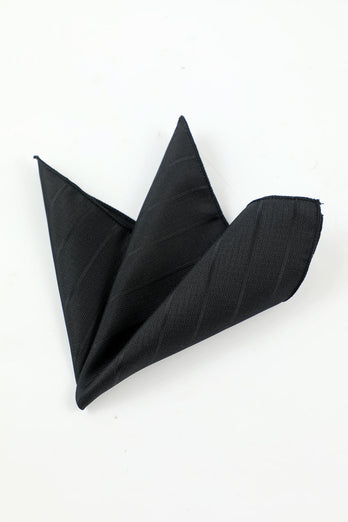 Black Stripe Homme 5-Piece Accessory Set Cravate et Nœud Papillon Poche Carré Fleur Revers Pin Tie Clip