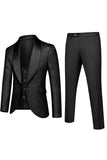 Blanc Jacquard Homme 3 Pièces Costumes de bal