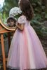 Charger l&#39;image dans la galerie, A-Line Tulle Robe de fille fleur rose avec paillettes