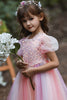 Charger l&#39;image dans la galerie, A-Line Tulle Robe de fille fleur rose avec paillettes