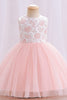 Charger l&#39;image dans la galerie, Tulle Bateau Col Sans manches Vert Clair Fleur Robe Fille
