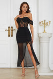 Robe de soirée corset noir Off the Shoulder