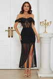 Robe de soirée corset noir Off the Shoulder