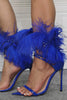 Charger l&#39;image dans la galerie, Sandales à talons aiguilles à bout pointu à plumes bleu royal