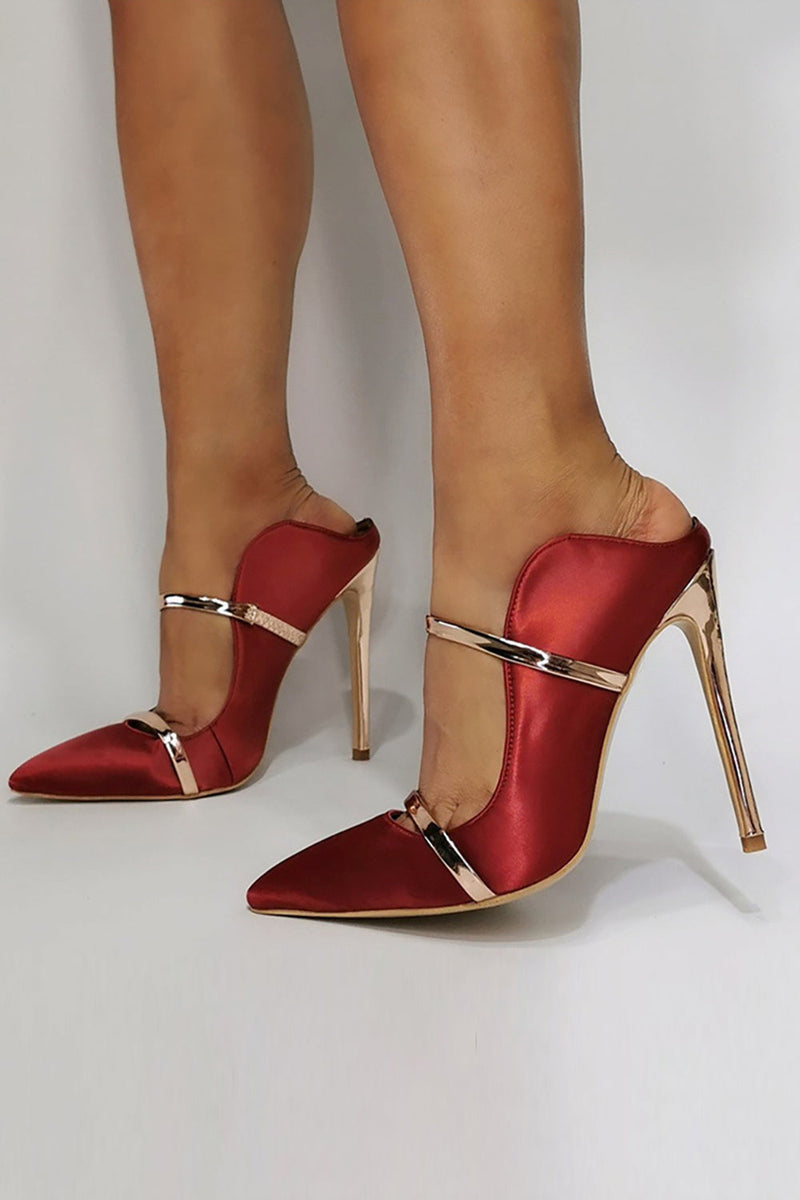 Charger l&#39;image dans la galerie, Bourgogne Stiletto Solid Pointed Toe Chaussures