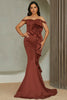 Charger l&#39;image dans la galerie, Sirène rouge de l’épaule robe de Soirée longue avec volants