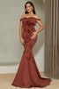 Charger l&#39;image dans la galerie, Sirène rouge de l’épaule robe de Soirée longue avec volants