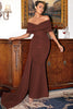 Charger l&#39;image dans la galerie, Robe de Soirée rouge fourreau d’épaule avec train