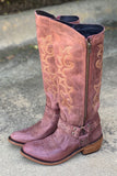 Bottes de cowgirl Boho à mi-mollet brodées bleues