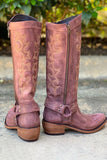 Bottes de cowgirl Boho à mi-mollet brodées bleues